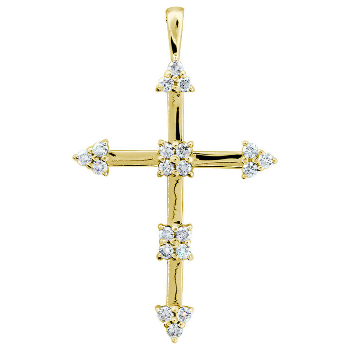 14K Yellow Gold and Diamond Cross Pendent Charm