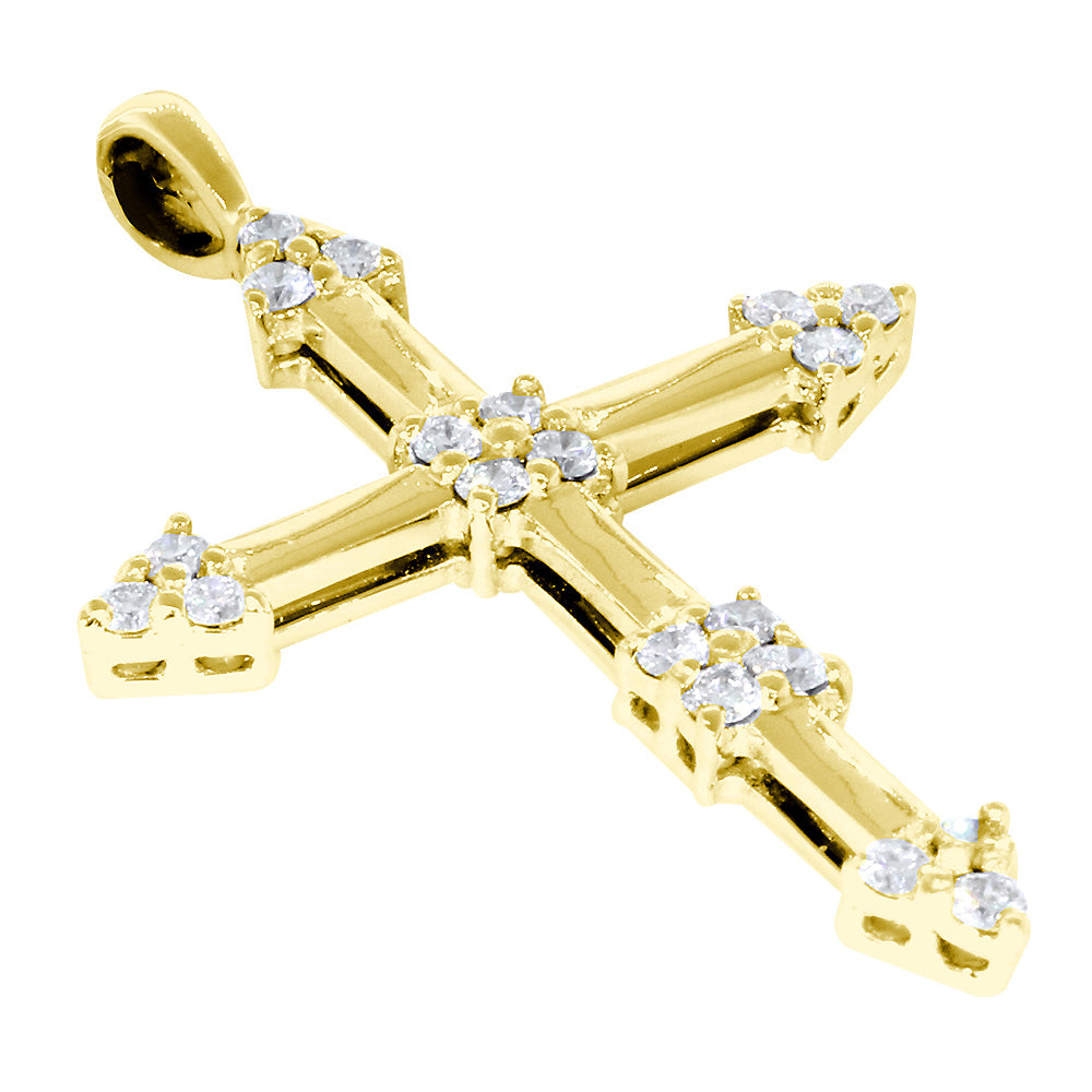 14K Yellow Gold and Diamond Cross Pendent Charm