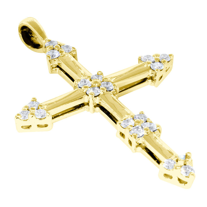 14K Yellow Gold and Diamond Cross Pendent Charm