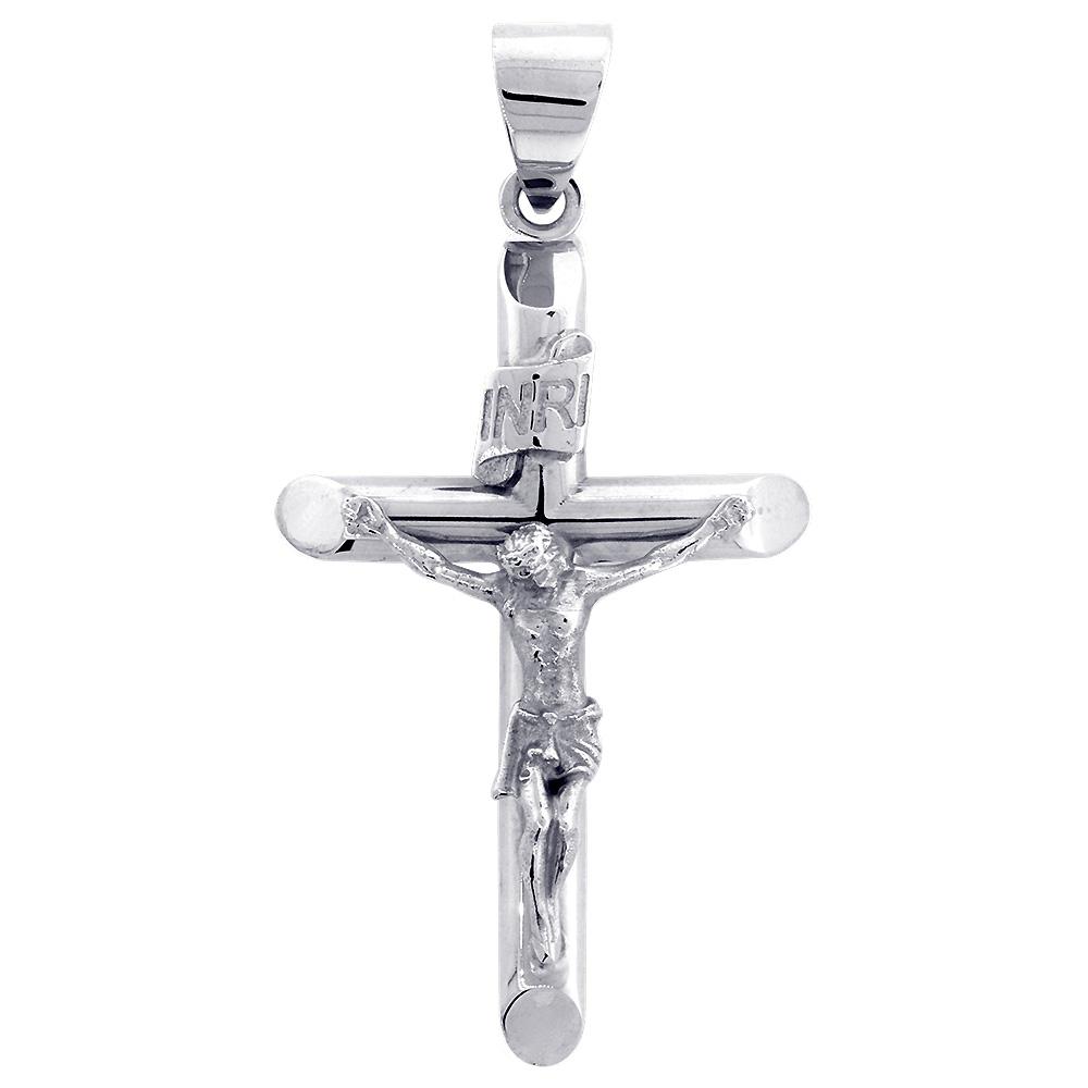 43mm Inri Jesus Crucifix Cross Charm 18K white gold