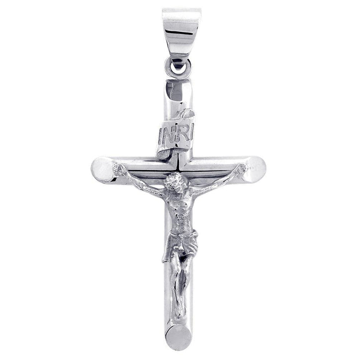 43mm Inri Jesus Crucifix Cross Charm 18K white gold