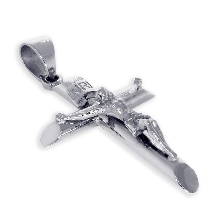 43mm Inri Jesus Crucifix Cross Charm in 14K White Gold