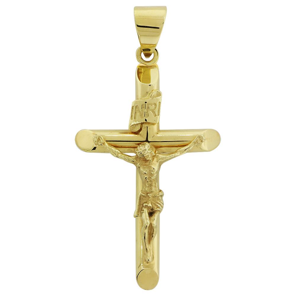 43mm Inri Jesus Crucifix Cross Charm in 14K Yellow Gold