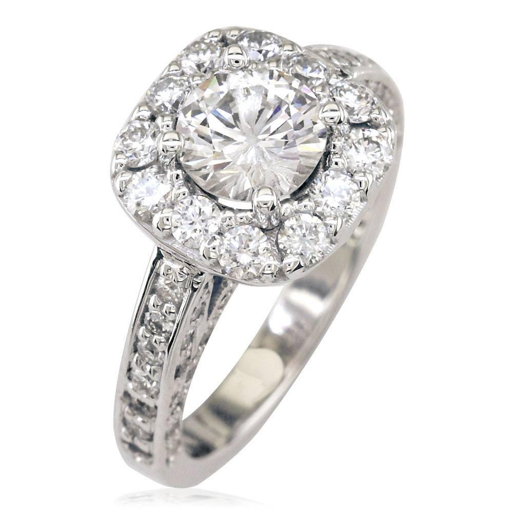 Diamond Halo Engagement Ring Setting in 14K White Gold, 1.00CT