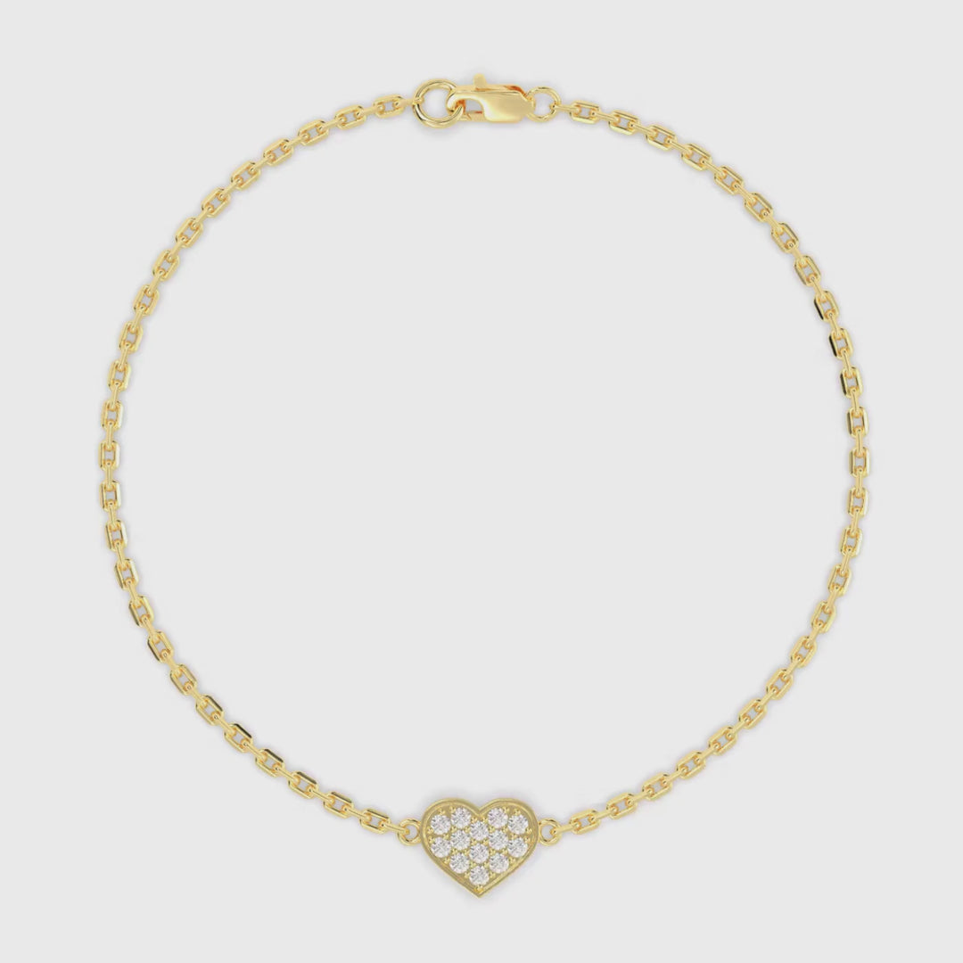 Single Heart Diamond Bracelet in 14K Yellow Gold, video