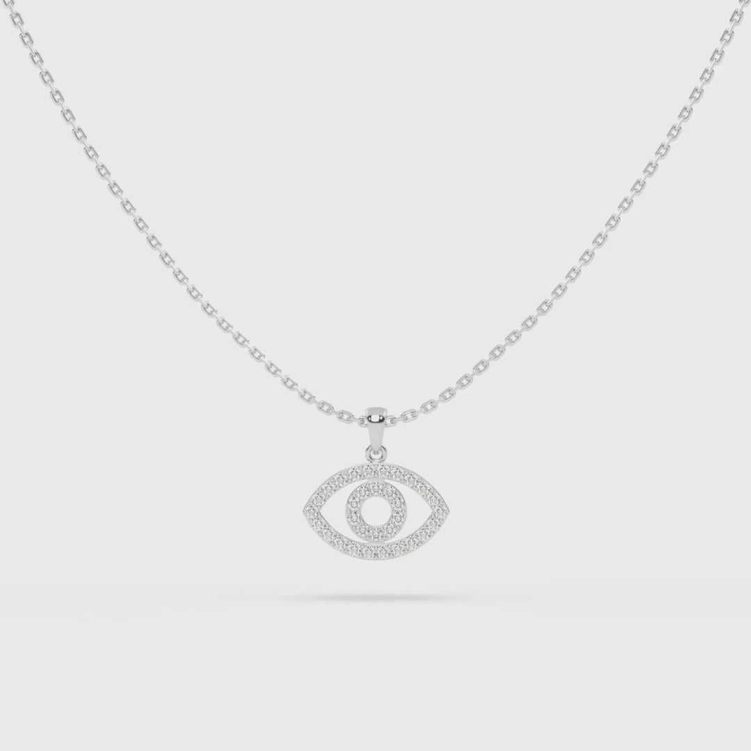 Diamond Evil Eye Charm in 14K White Gold, video