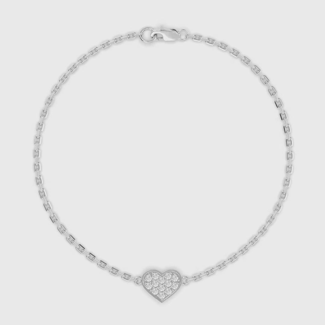Single Heart Diamond Bracelet in 14K White Gold, video
