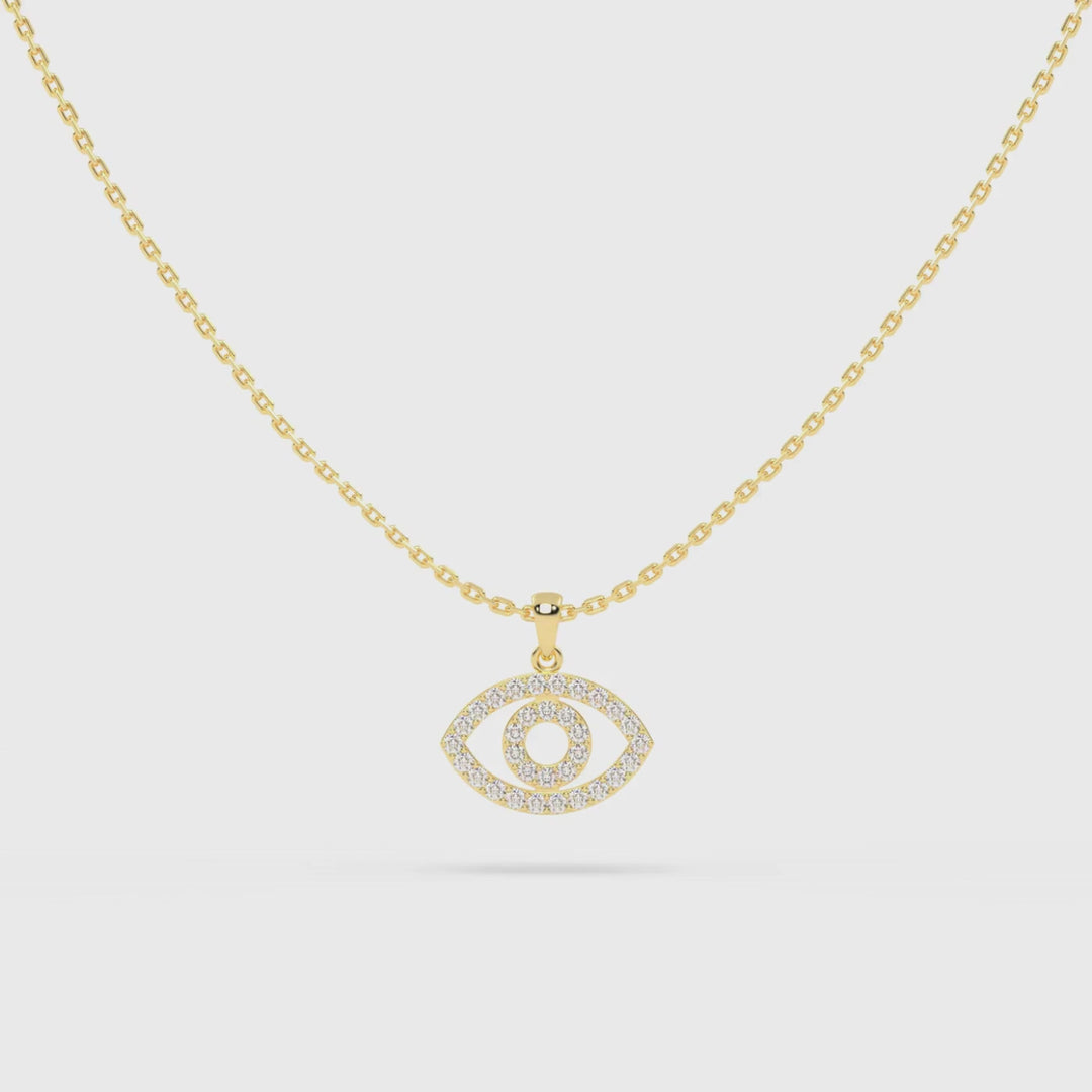 Diamond Evil Eye Charm in 14K Yellow Gold, video