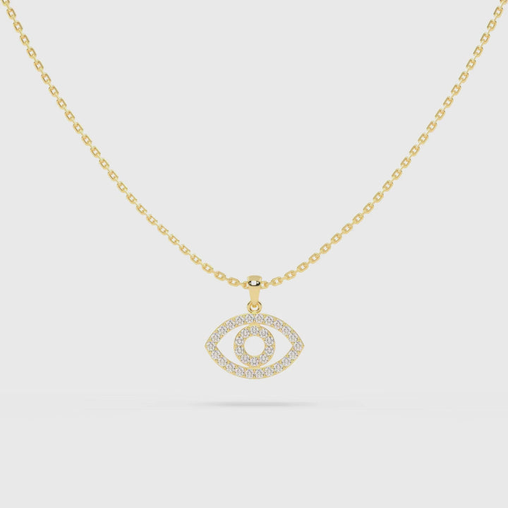 Diamond Evil Eye Charm in 14K Yellow Gold, video