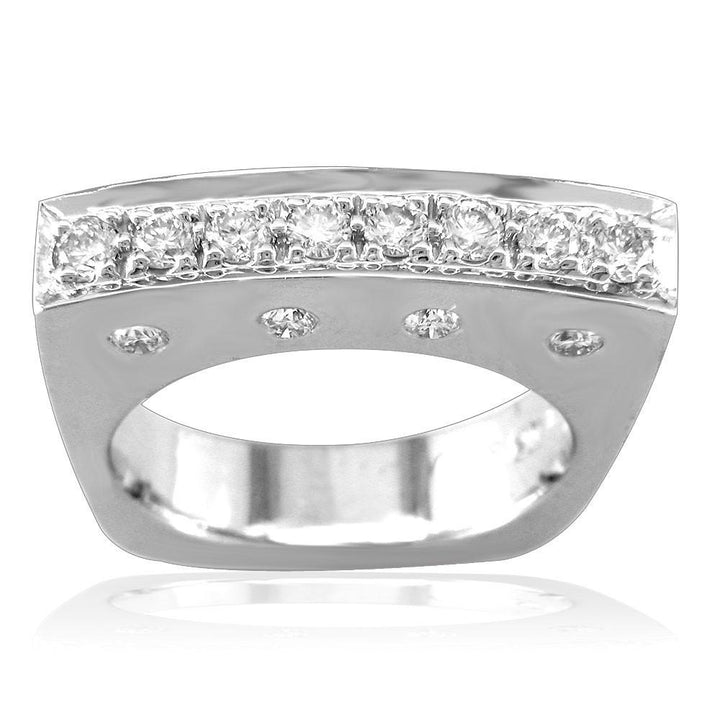 Rectangular Shape Diamond Ring in 14K White Gold, 0.75CT