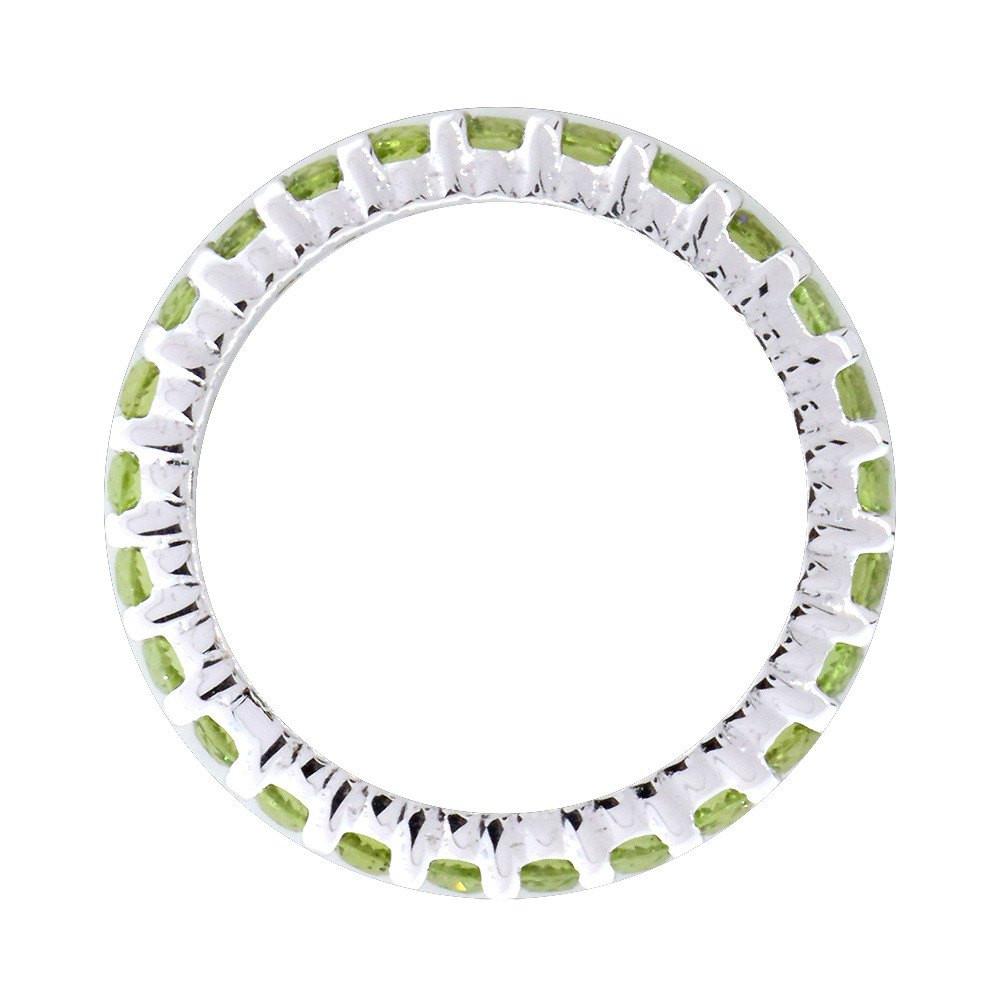Stackable Peridot Eternity Band in 14K White Gold