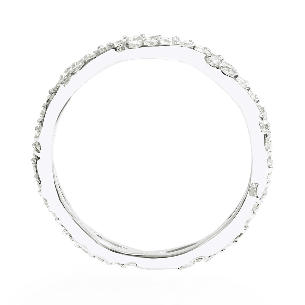 14K White Gold & Diamond Twist / Braided Eternity Band / Ring