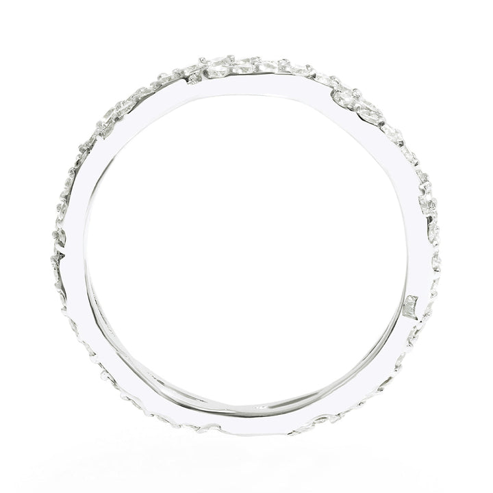 14K White Gold & Diamond Twist / Braided Eternity Band / Ring