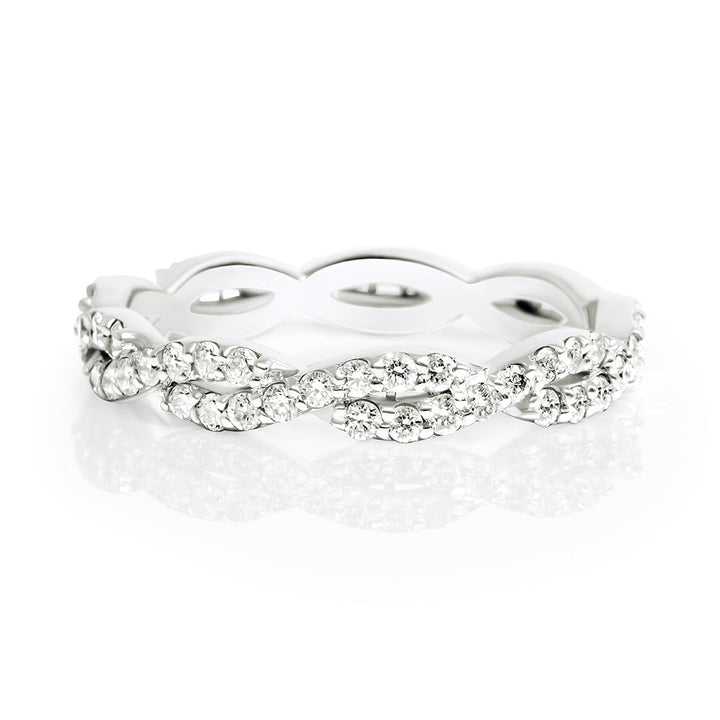 14K White Gold & Diamond Twist / Braided Eternity Band / Ring