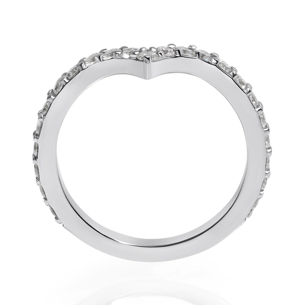 Ladies Diamond & 14k White Gold Chevron Ring - Band