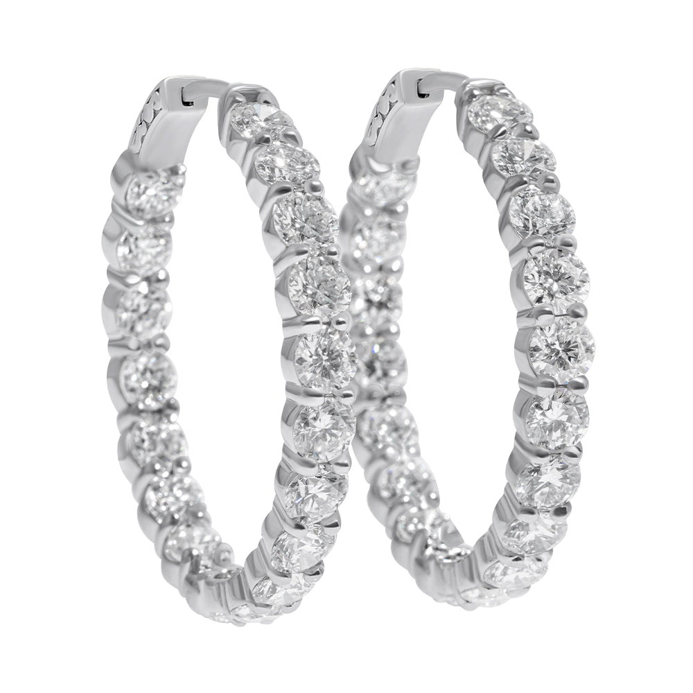 Natural Diamond In & Out Hoop Earrings