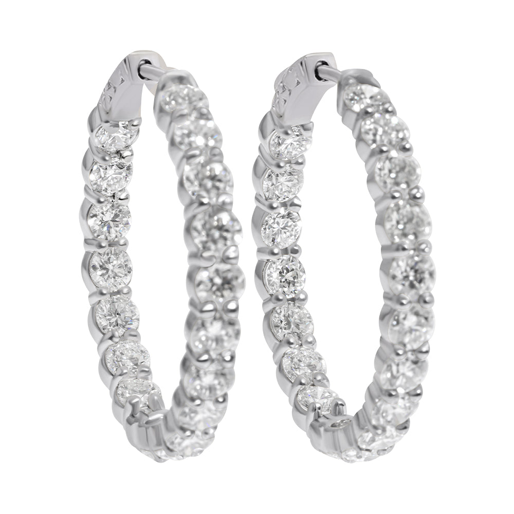 Natural Diamond In & Out Hoop Earrings