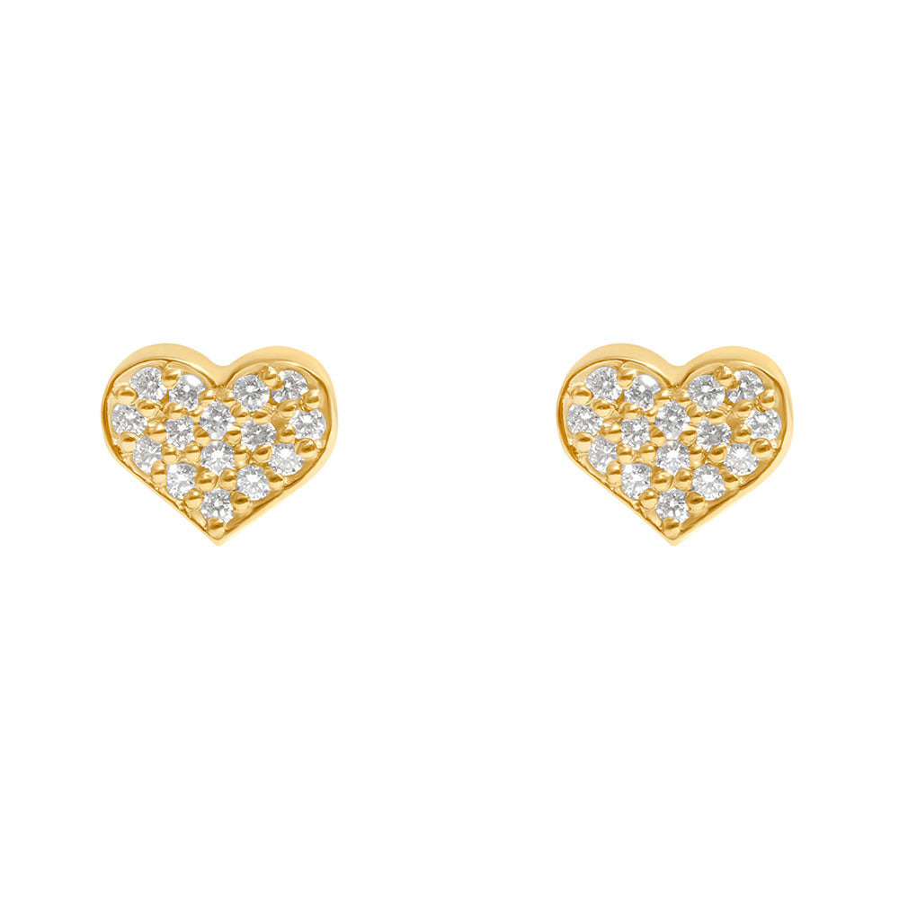 Heart Earrings , 14K Yellow Gold & Diamonds