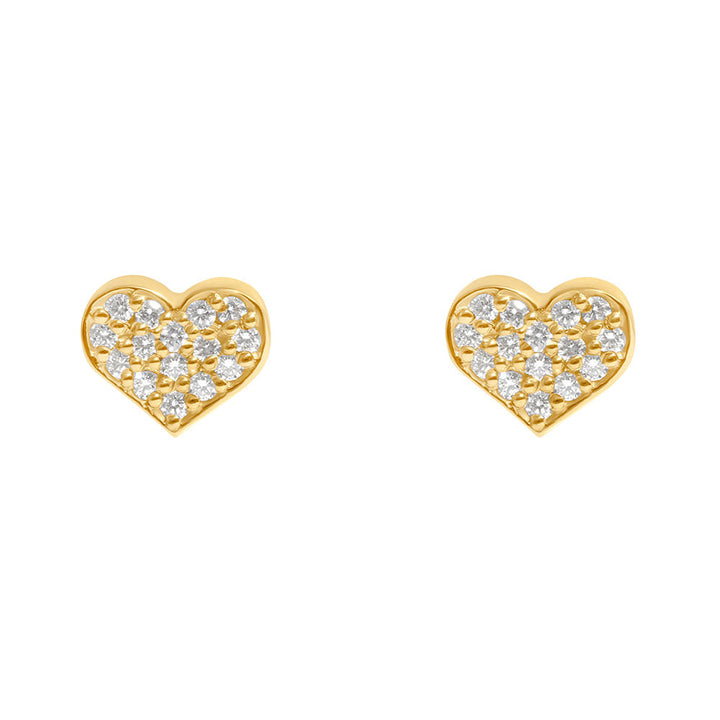 Heart Earrings , 14K Yellow Gold & Diamonds