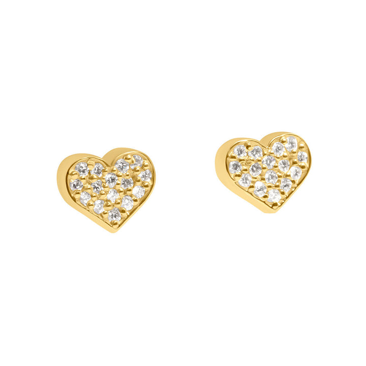 Heart Earrings , 14K Yellow Gold & Diamonds