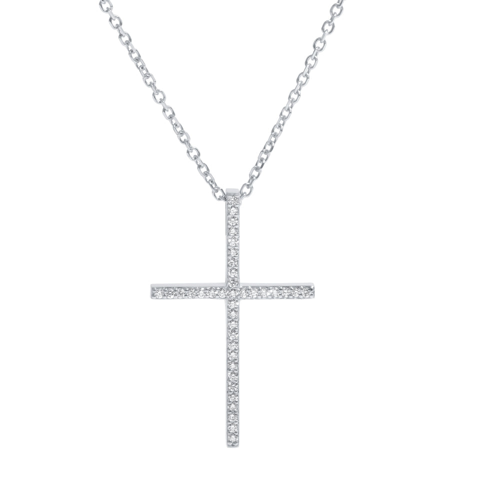 14k White Gold & Diamond Cross Pendant / Charm