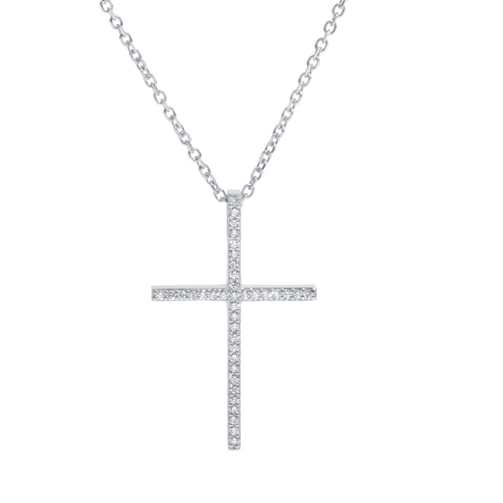 14k White Gold & Diamond Cross Pendant / Charm