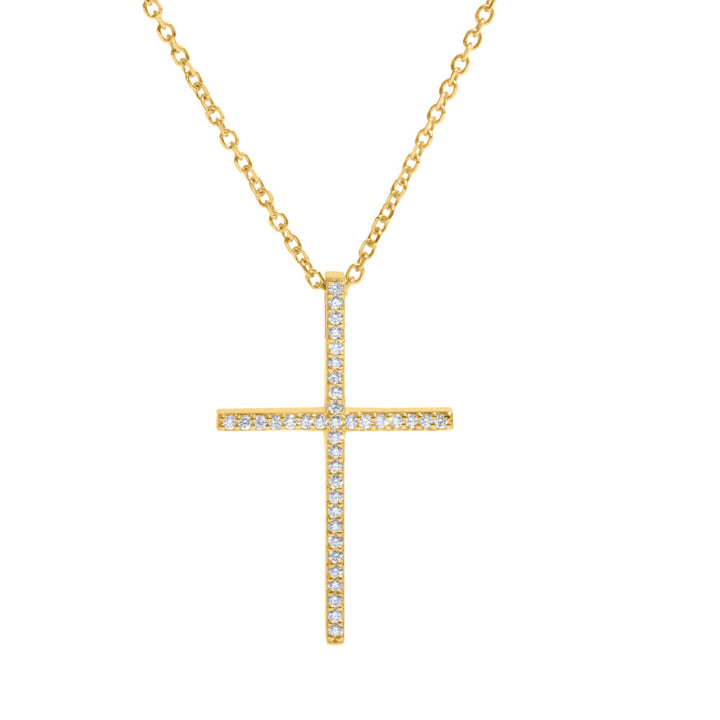 14k Yellow Gold & Diamond Cross Pendant / Charm