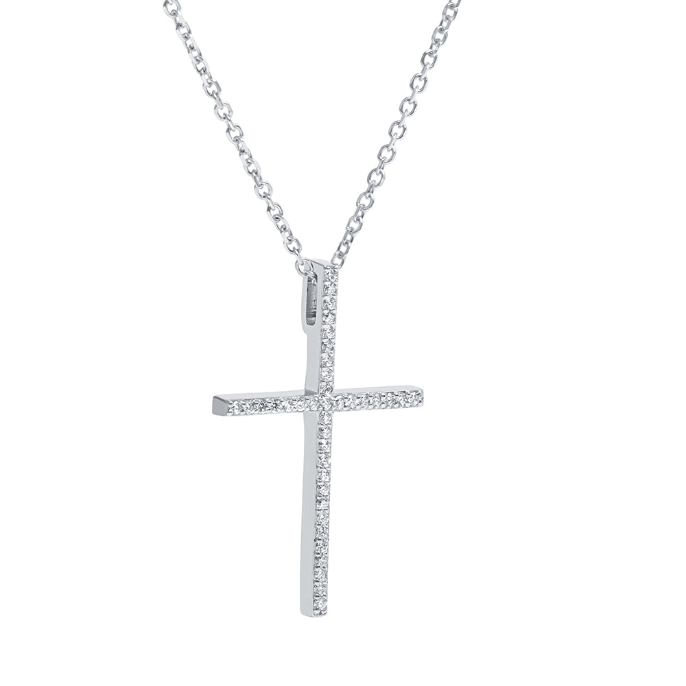 14k White Gold & Diamond Cross Pendant / Charm