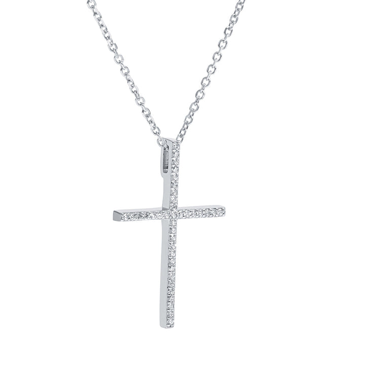 14k White Gold & Diamond Cross Pendant / Charm