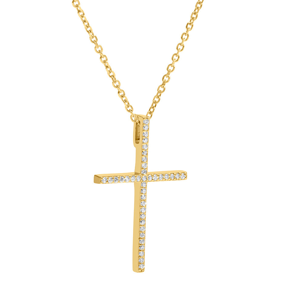 14k Yellow Gold & Diamond Cross Pendant / Charm