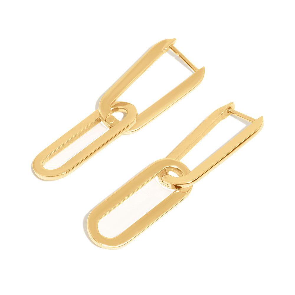 Paperclip Link Hinged Hoop Earring With A Single Paperclip Link Charm
