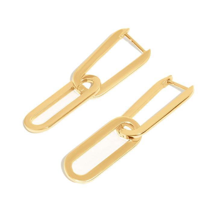 Paperclip Link Hinged Hoop Earring With A Single Paperclip Link Charm