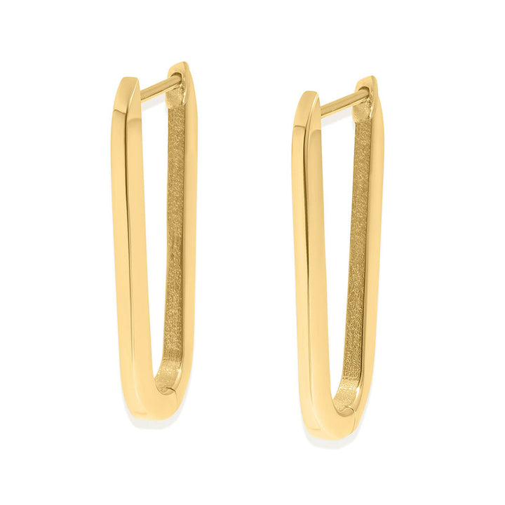 Paperclip Link Hinged Hoop Earrings , 14K Yellow Solid Gold