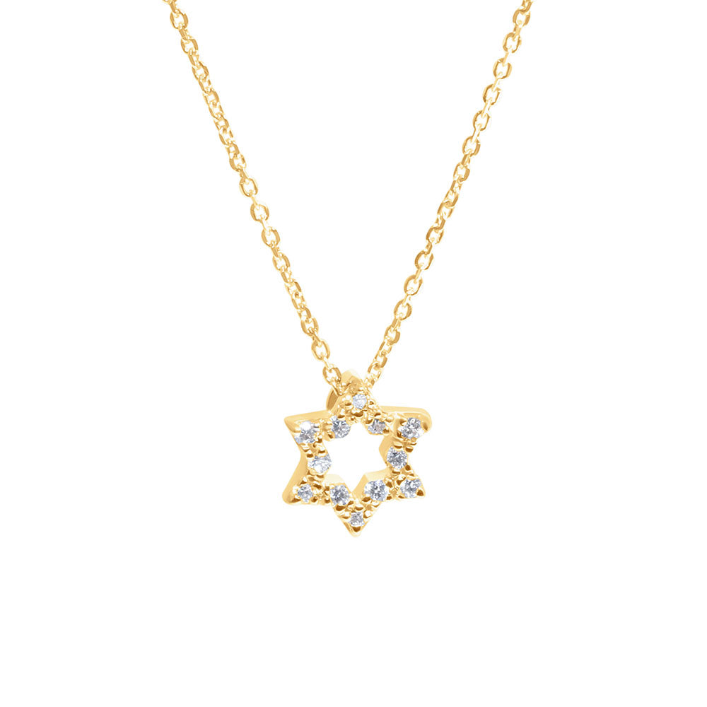 14K Yellow Gold & Diamond Star Of David/ Jewish Star Pendant / Charm