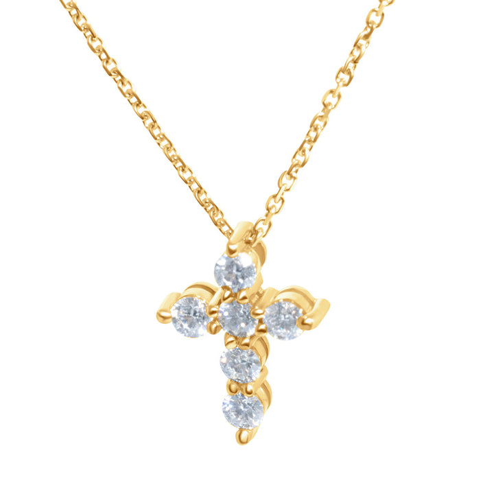 14K Yellow Gold & Diamond Cross Pendant