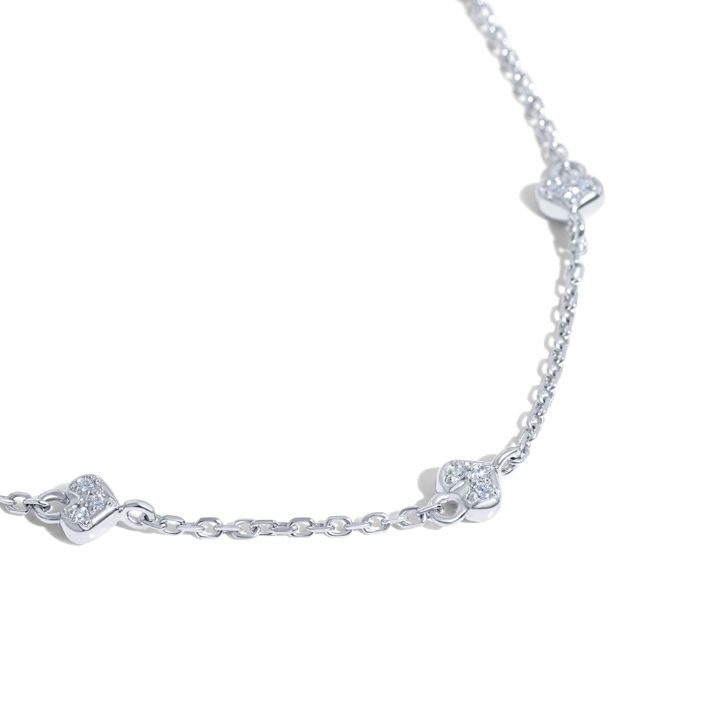14K White Gold & Diamond Hearts By The Yard Necklace/ Chain