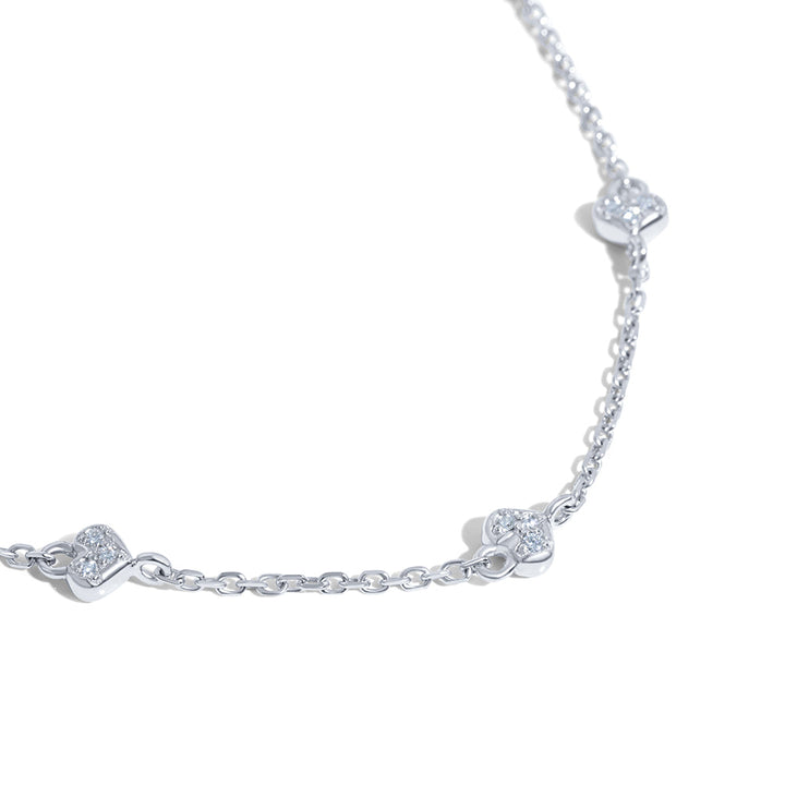 14K White Gold & Diamond Hearts By The Yard Necklace/ Chain