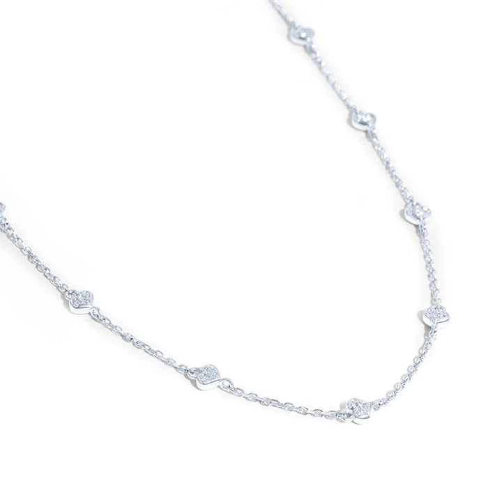 14K White Gold & Diamond Hearts By The Yard Necklace/ Chain