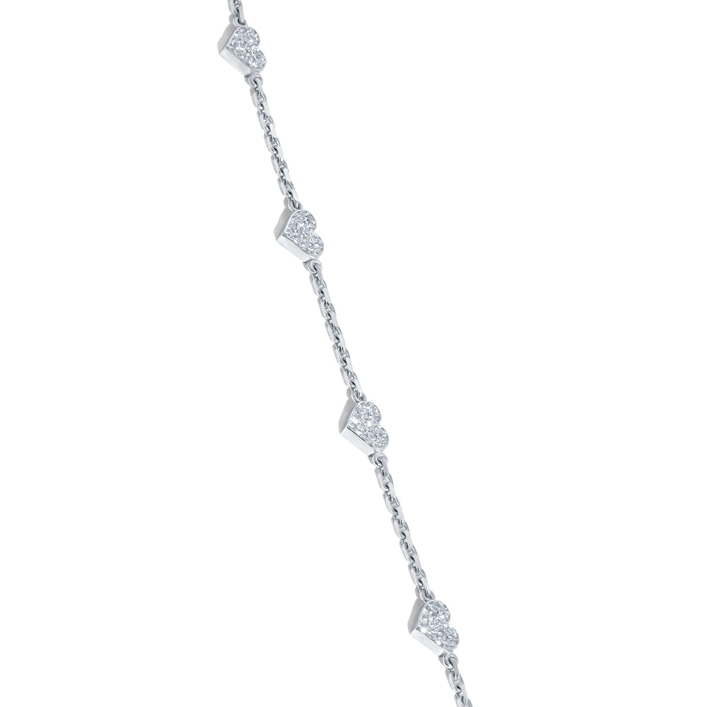 14K White Gold Diamond Heart By The Yard Necklace/ Chain