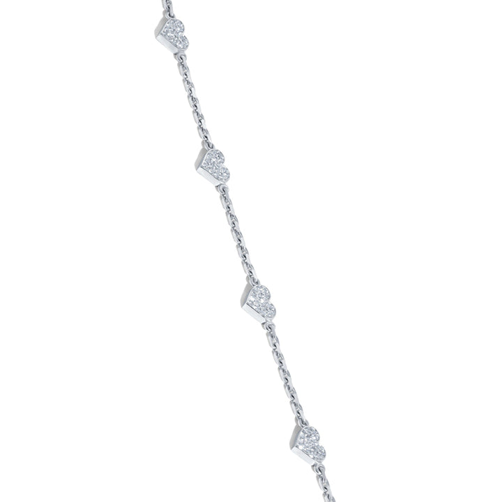 14K White Gold Diamond Heart By The Yard Necklace/ Chain