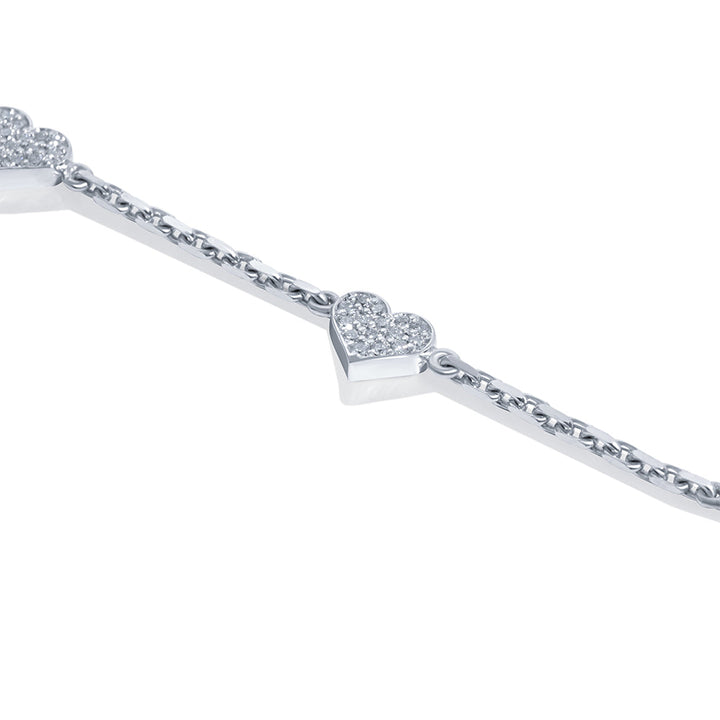 14K White Gold Diamond Heart By The Yard Necklace/ Chain
