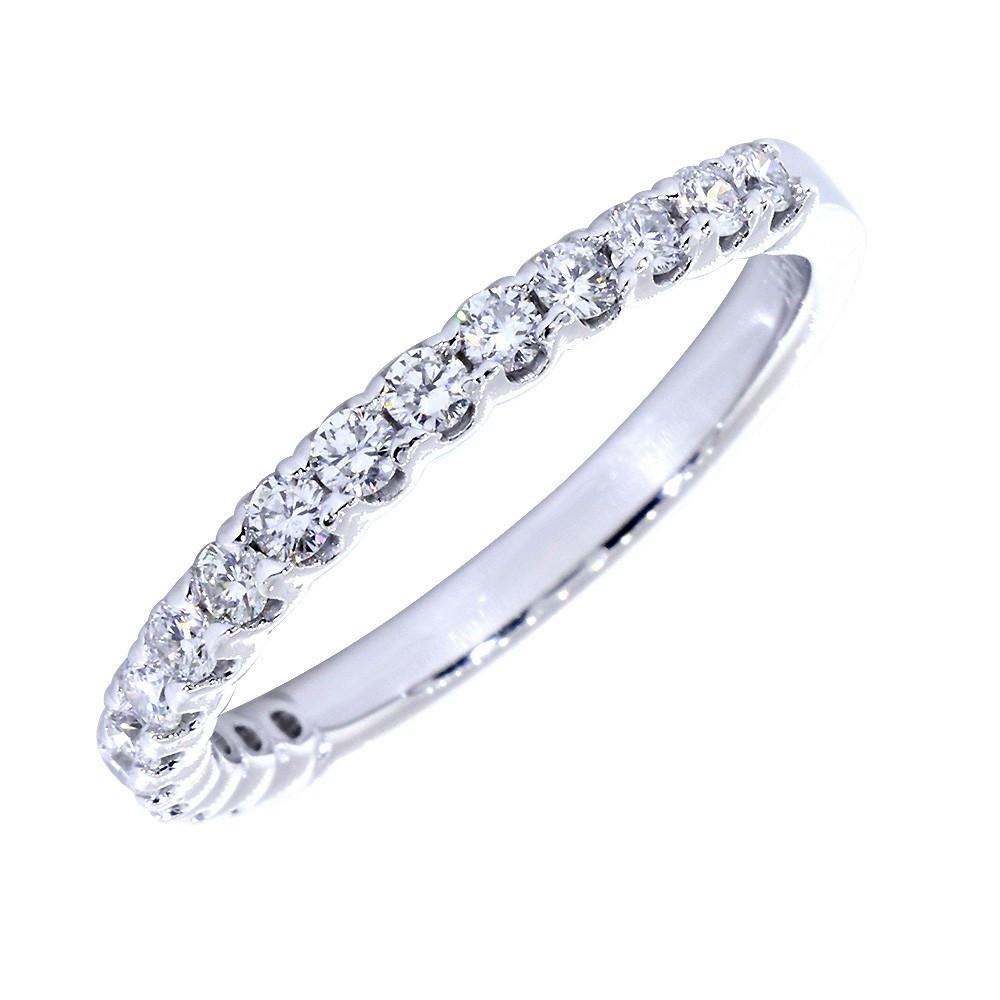 Diamond Wedding Band with Tulip Settings, Diamonds Halfway 0.60 Total in 14k White Gold