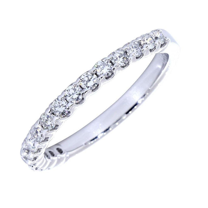 Diamond Wedding Band with Tulip Settings, Diamonds Halfway 0.60 Total in 14k White Gold