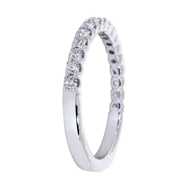 Diamond Wedding Band with Tulip Settings, Diamonds Halfway 0.60 Total in 14k White Gold