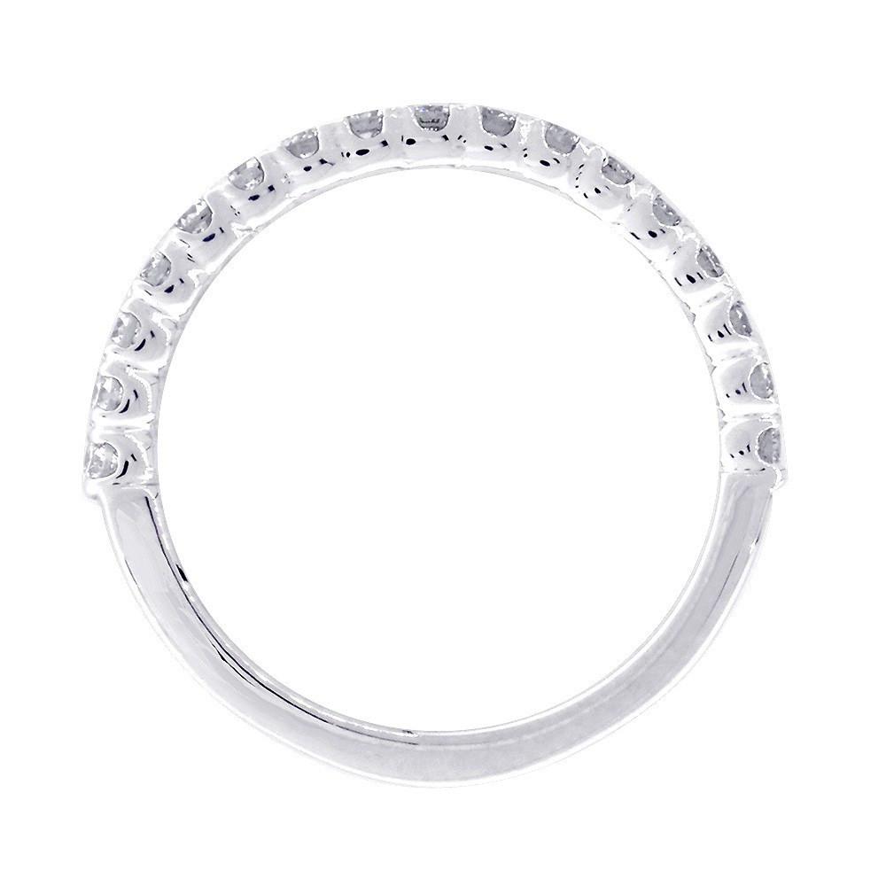 Diamond Wedding Band with Tulip Settings, Diamonds Halfway 0.60 Total in 14k White Gold