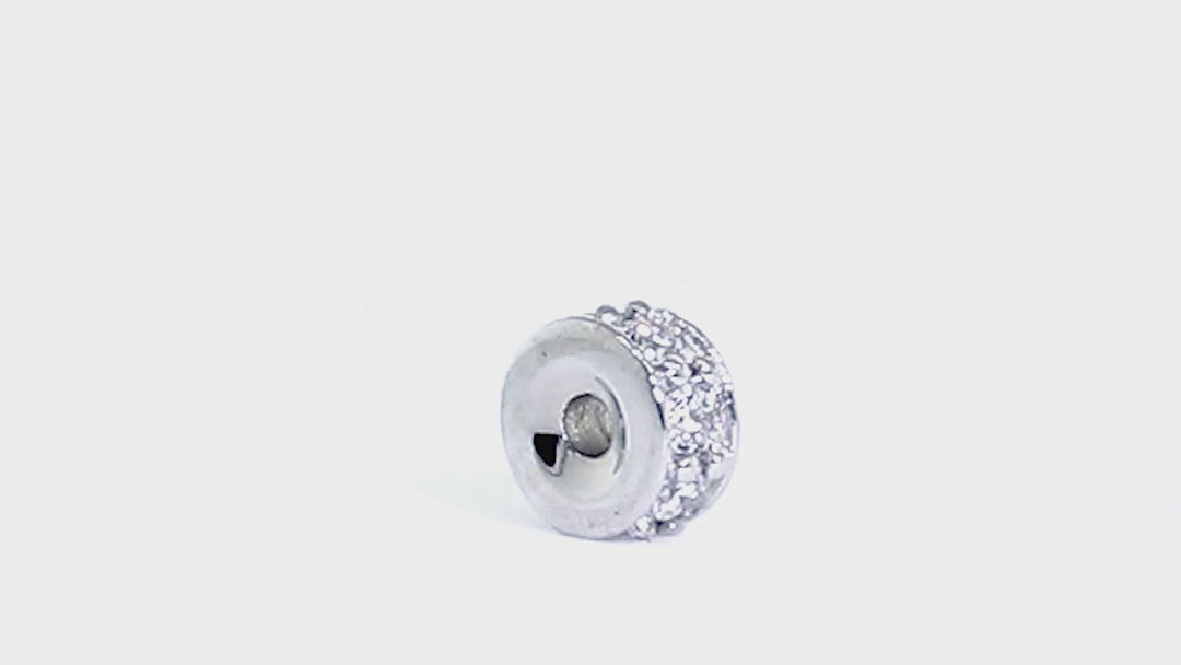 5mm Diamond Spacer, Roundel Pendant, 0.12CT in 14k White Gold