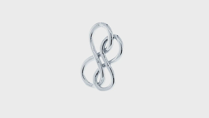 Slim Tag Charm with Initial and Python Texture, Shiny Back in 14k White Gold