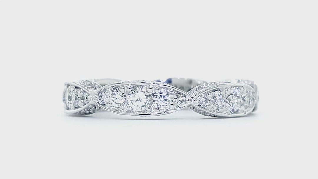 Round Diamonds Eternity Band with Marquise Sections, 1.55 CT in 14K White Gold