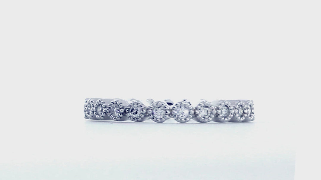 Vintage Style Diamond Eternity Band with Round Bezels, 0.40CT in 14K White Gold