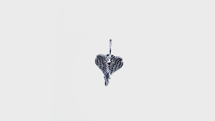 Mini Angel Heart Wings with Black, Wings Of Love,12mm in 14k White Gold